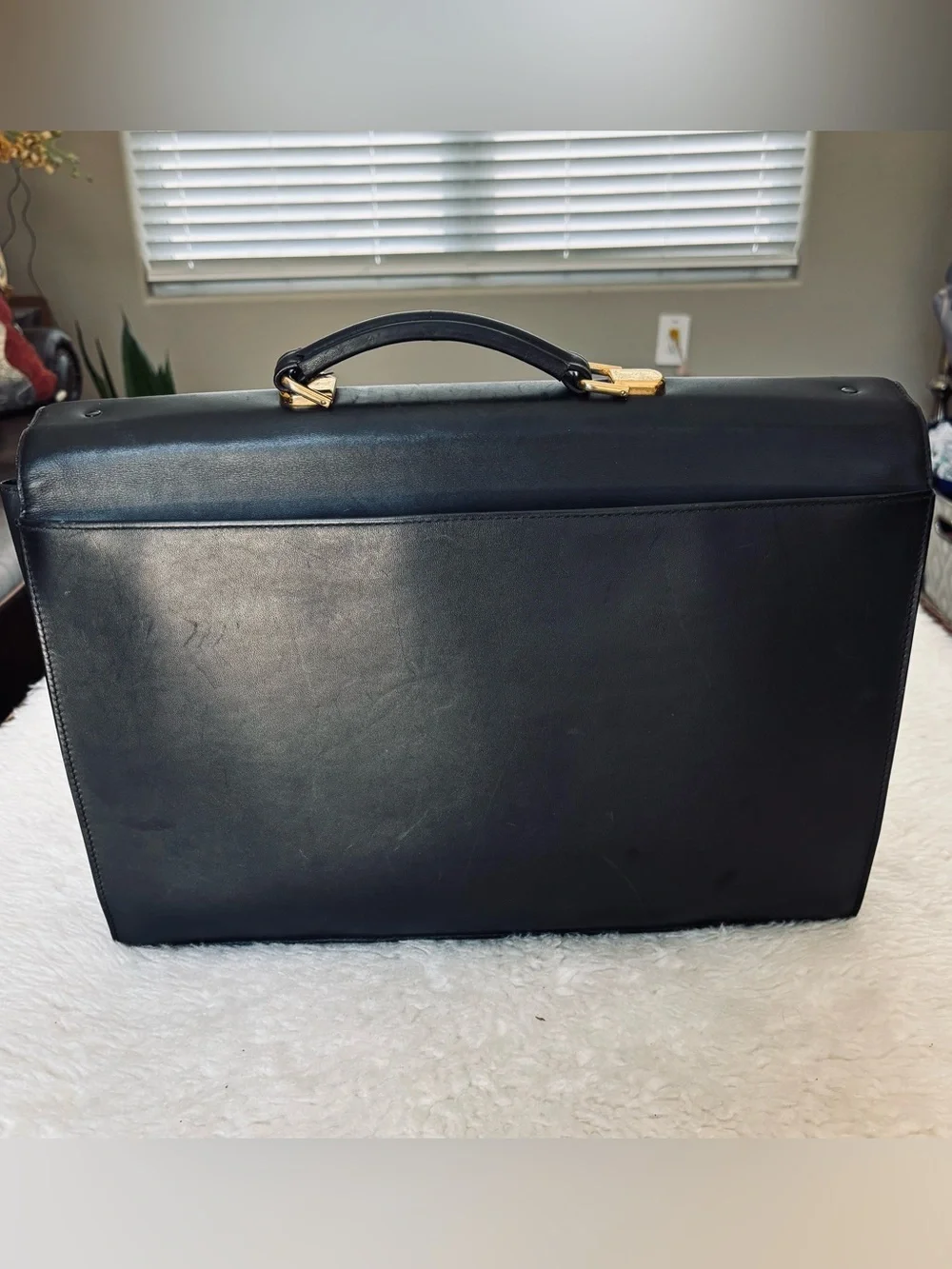 Dunhill Vintage Black Leather Unisex Attache/Business Bag